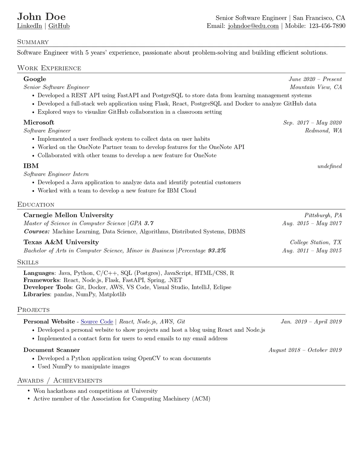 Executive Resume Template preview