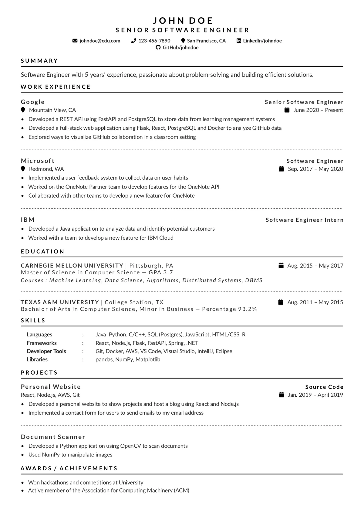 Elegant Resume Template preview