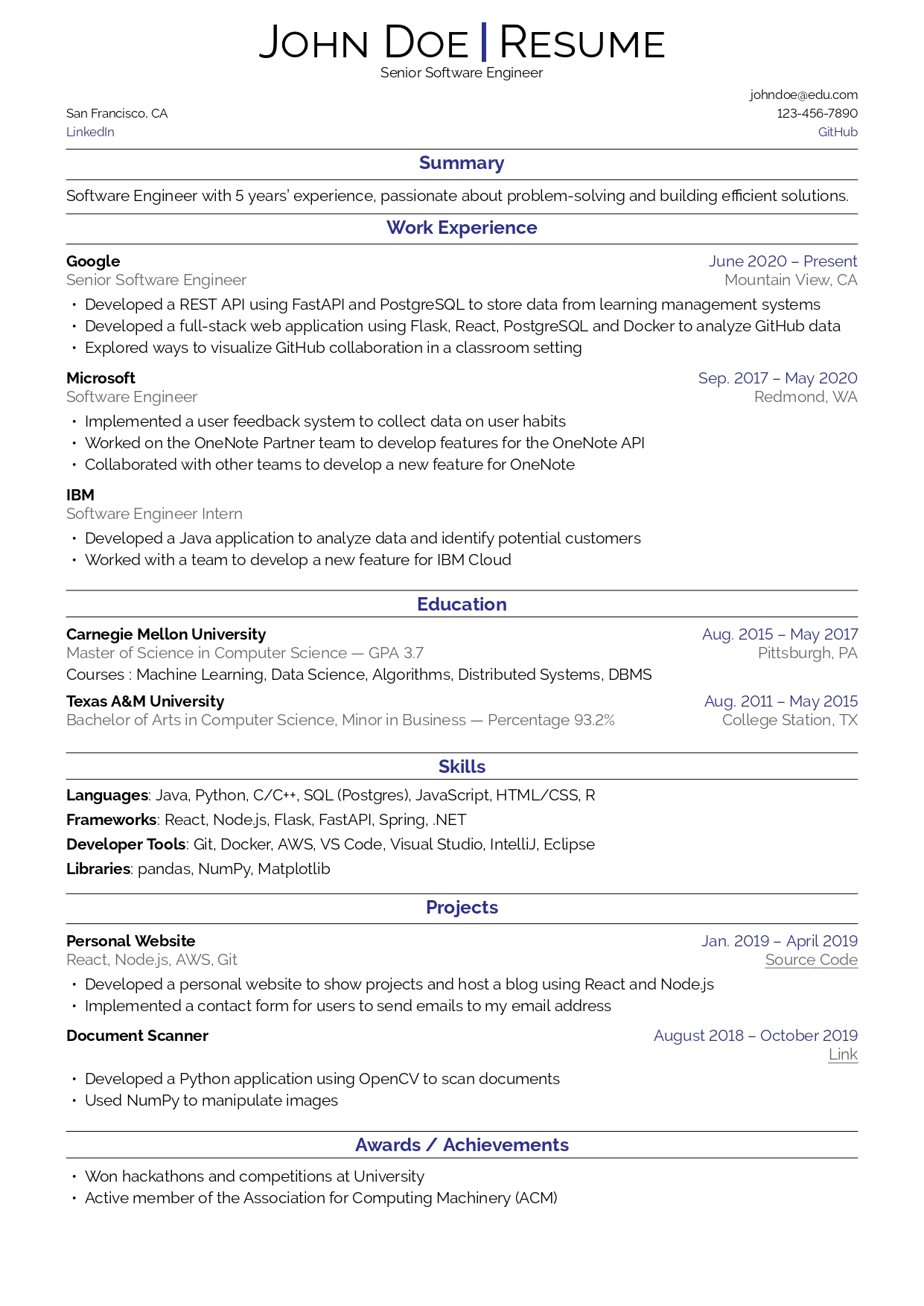 Classic Resume Template