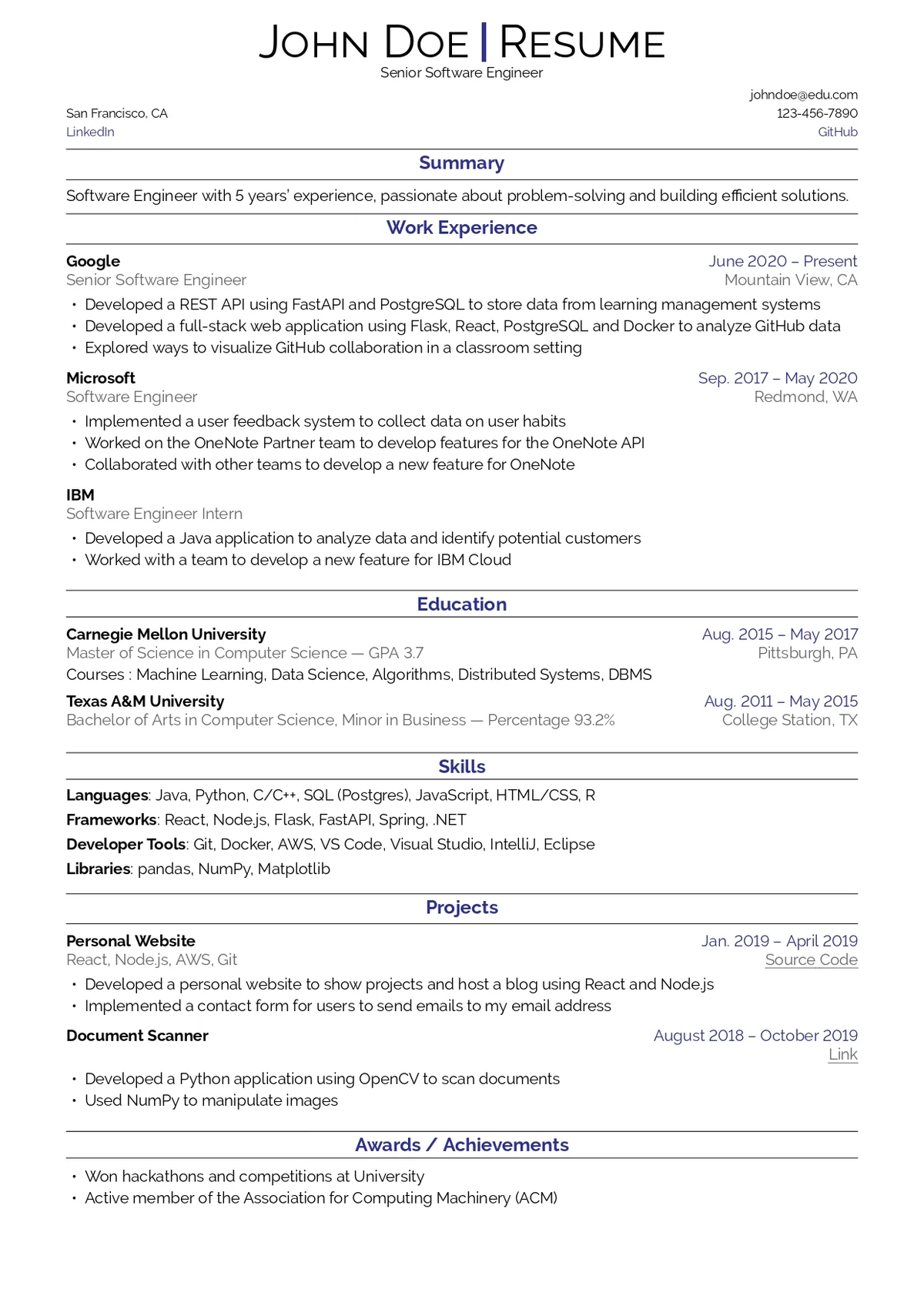 Classic Resume Template