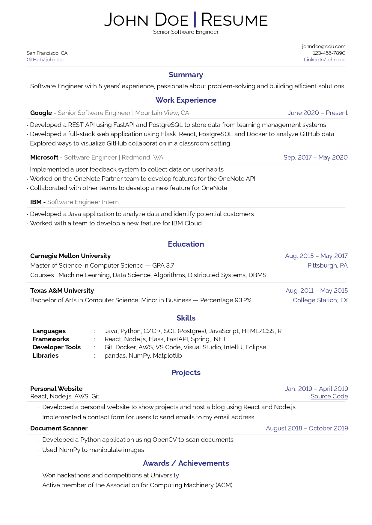 Classic Resume Template