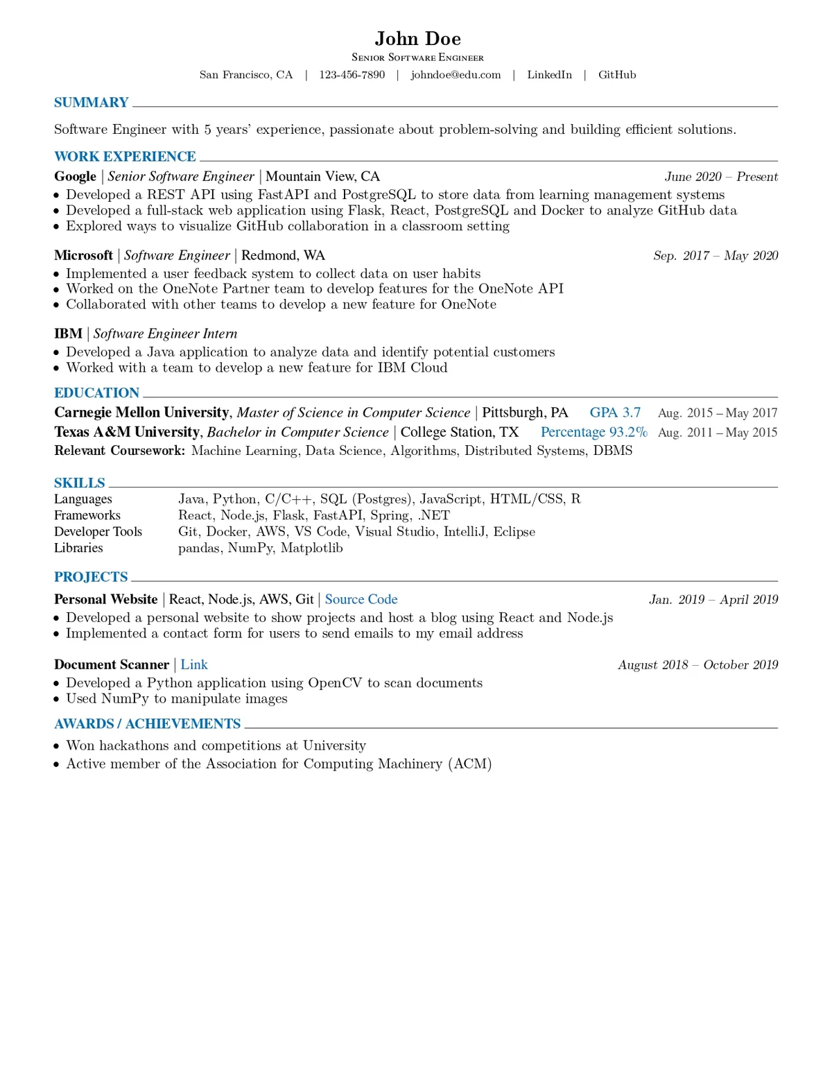 Traditional Resume Template preview