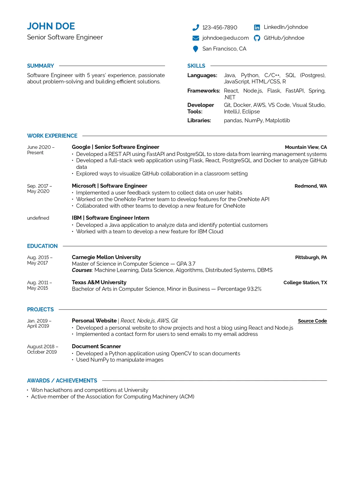Modern and Clean Resume Template