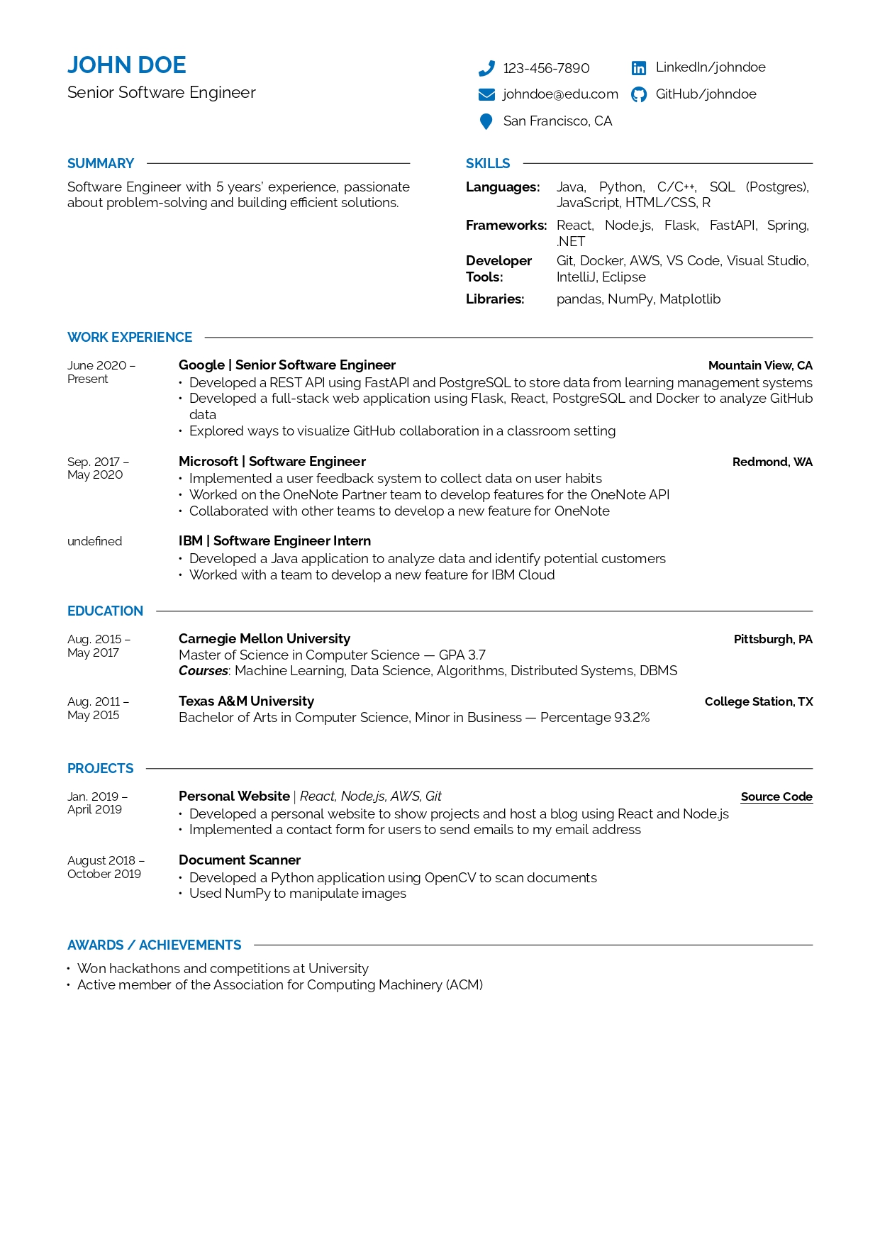 Modern and Clean Resume Template